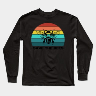 Save The Bees Beekeeper Social Distancing Retro Vintage Sunset Long Sleeve T-Shirt